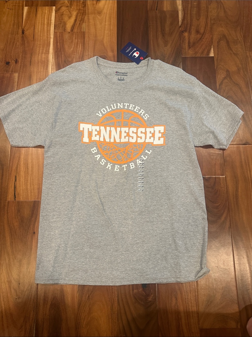 Champion Gray Tennessee Volunteers Basketball Tee with Orange Logo